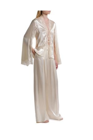 Pantaloni in raso lucido bianco panna ALBERTA FERRETTI | V030116270002